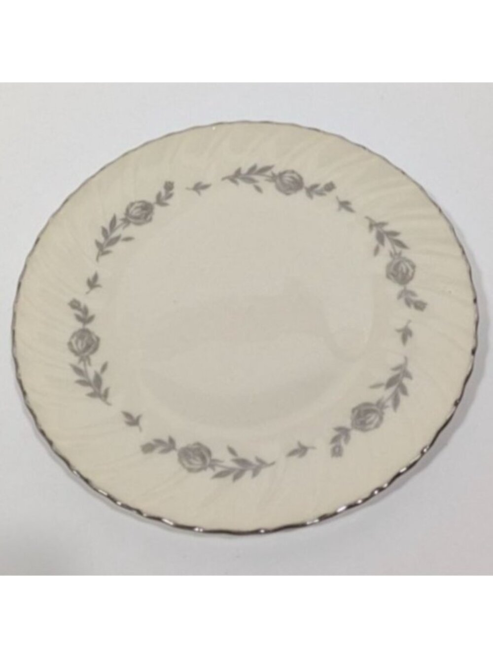 Lenox Rosemont Salad Plate Porcelain Gray Floral Trimmed In Platinum USA Vintage